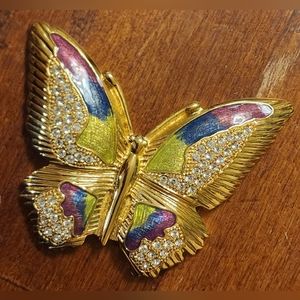 Vintage Signed Bob Mackie Jeweled Butterfly Trinket Box with Crystals